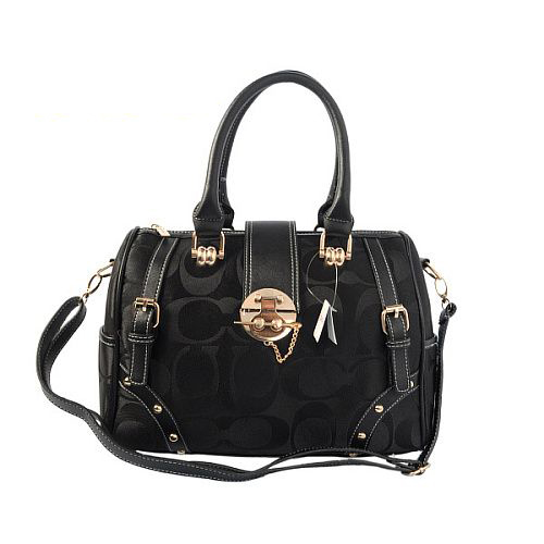 Coach Lock In Monogram Medium Black Luggage Bags BYX - Click Image to Close